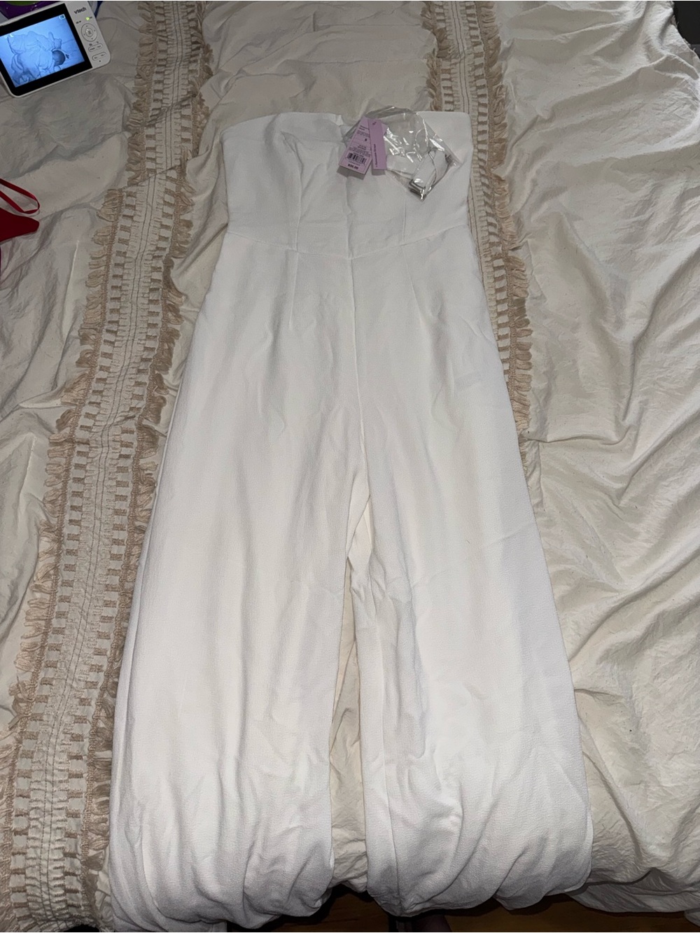 Strapless White Wide-Leg Jumpsuit